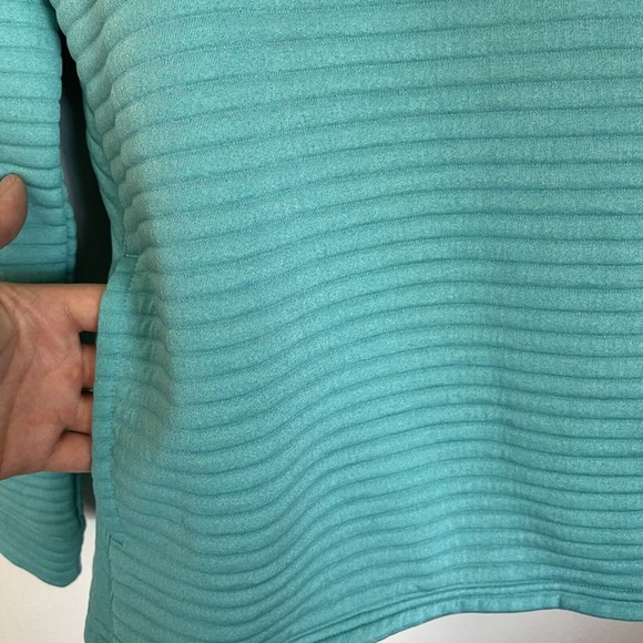 LL Bean Teal Ribbed Long Sleeve Pullover Sweatshirt Women’s Size Small W/Pockets - Picture 6 of 7